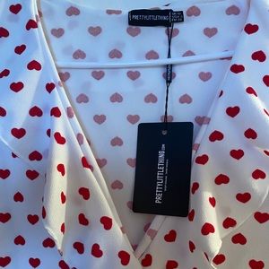 Prettylittlething Red Heart Dress